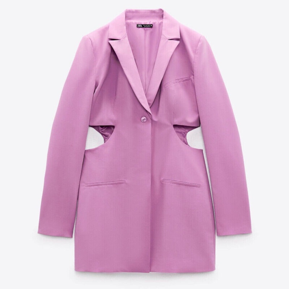 ZARA WOMAN'S CUT OUT BLAZER DRESS Lilac - Picture 10 of 12